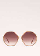 Smokey Nude Heptagonal Frame Sunglasses meandem