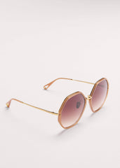 Smokey Nude Heptagonal Frame Sunglasses meandem