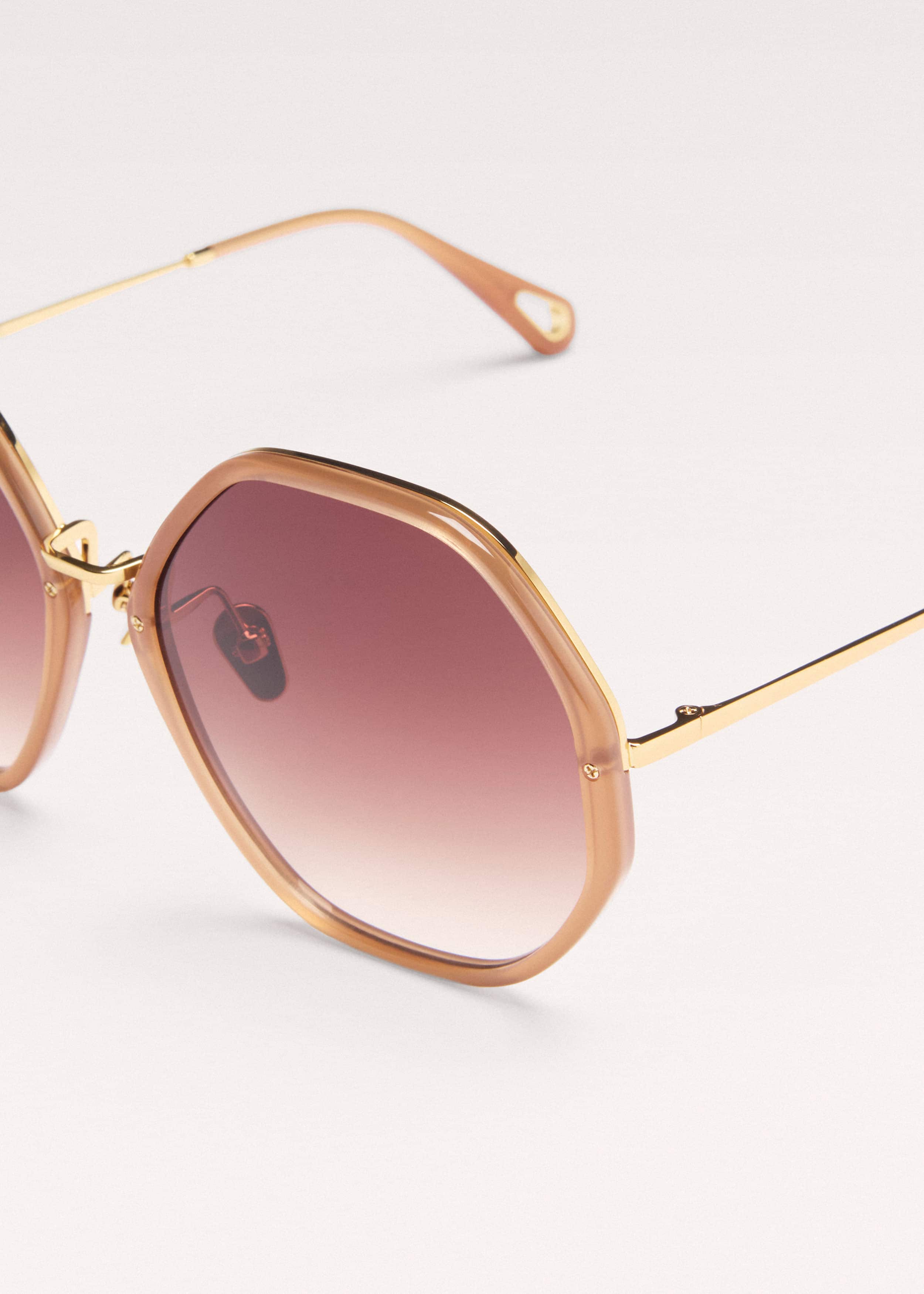 Smokey Nude Heptagonal Frame Sunglasses meandem