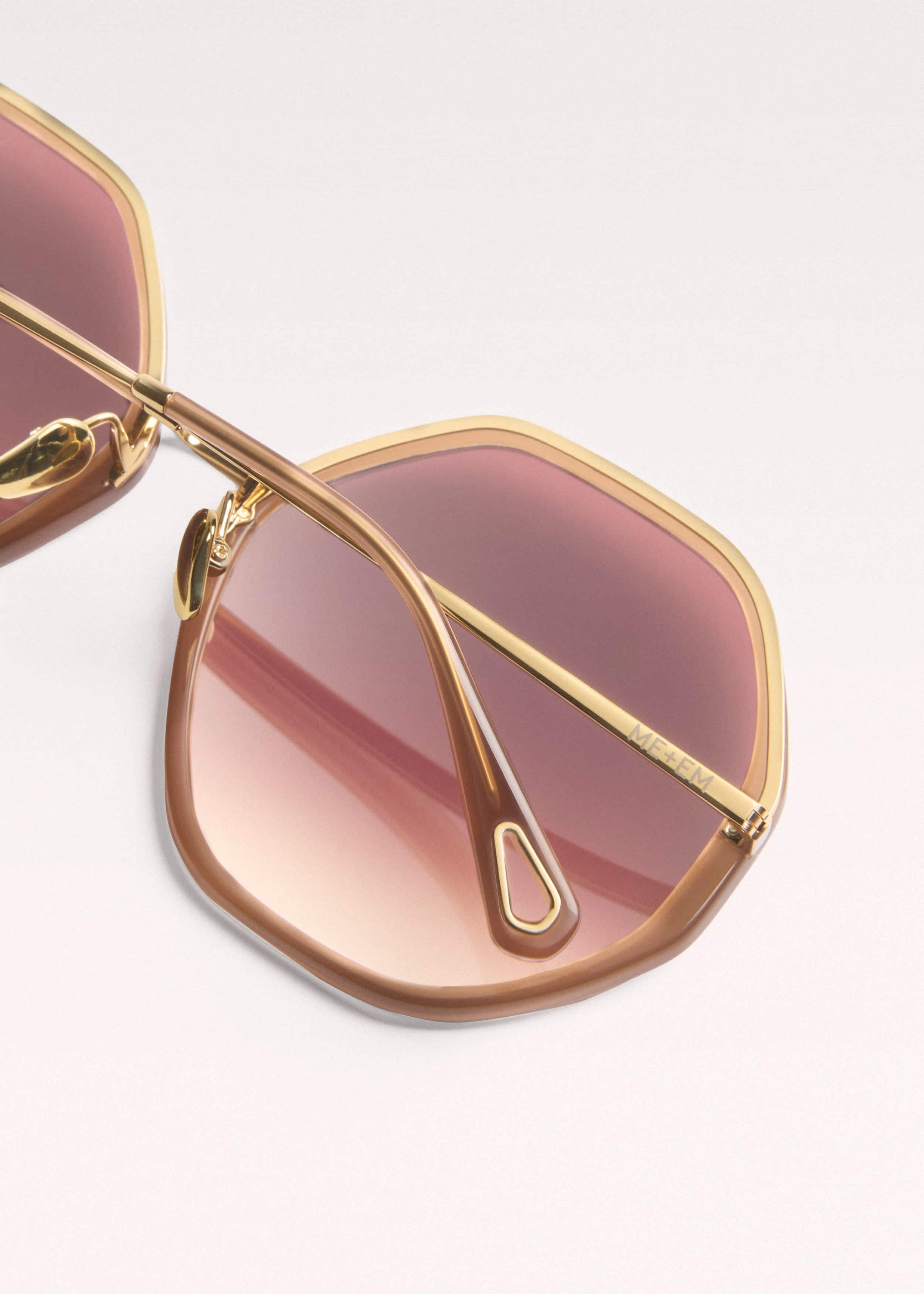 Smokey Nude Heptagonal Frame Sunglasses meandem