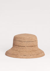 Brown Summer Raffia Bucket Hat meandem