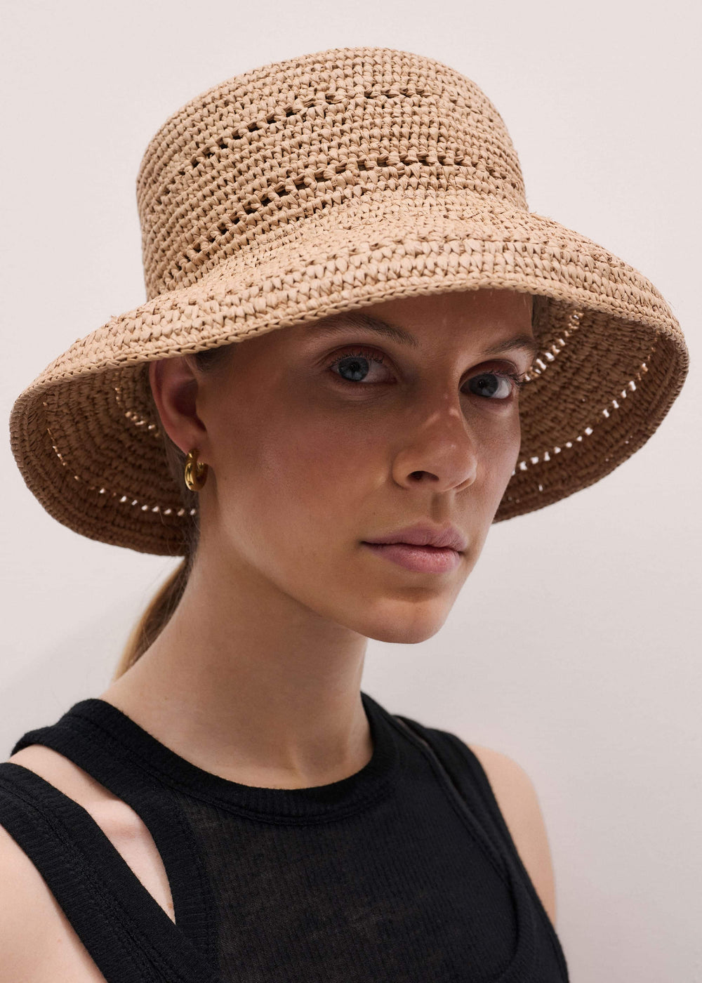 Brown Summer Raffia Bucket Hat meandem