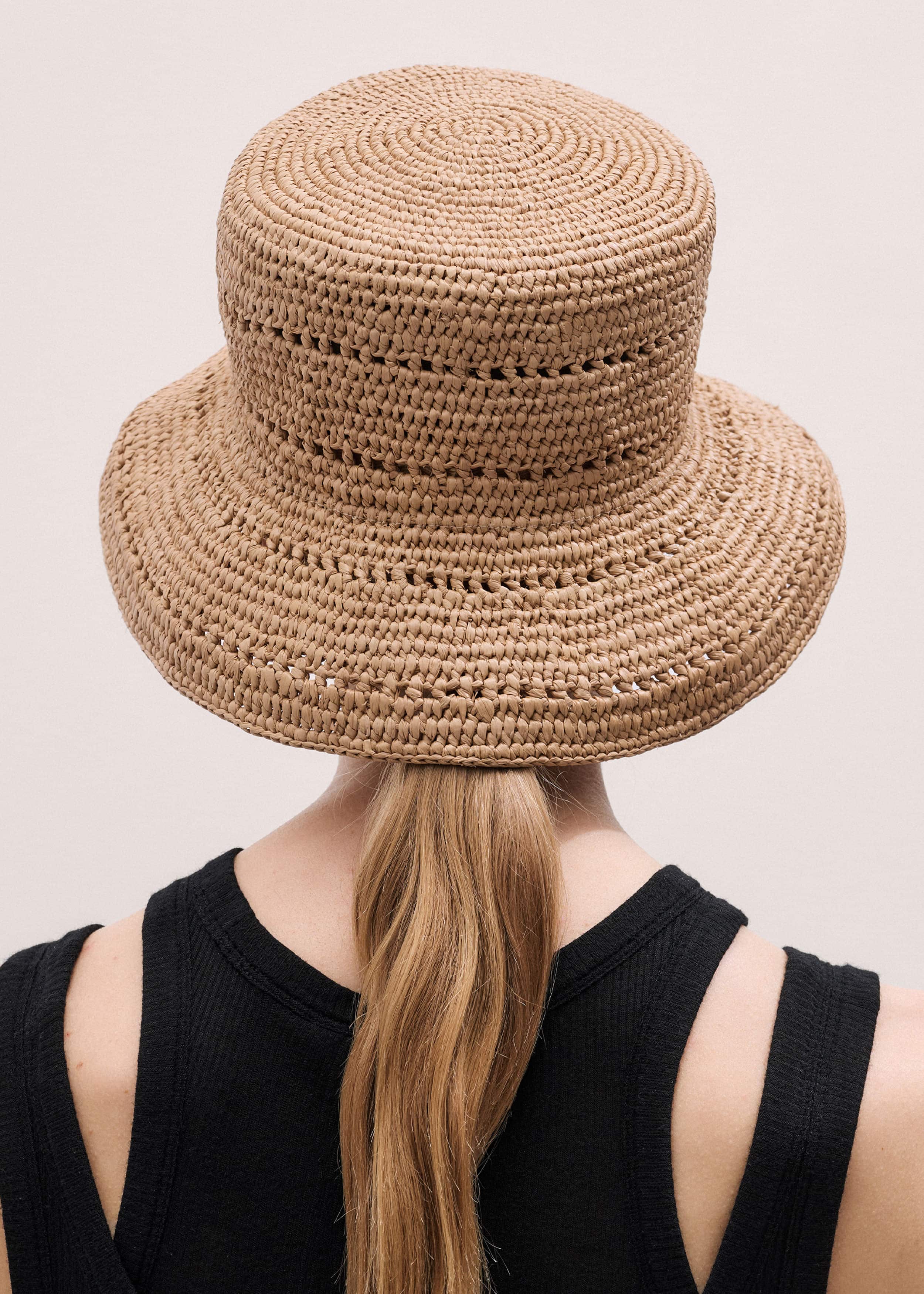 Brown Summer Raffia Bucket Hat meandem