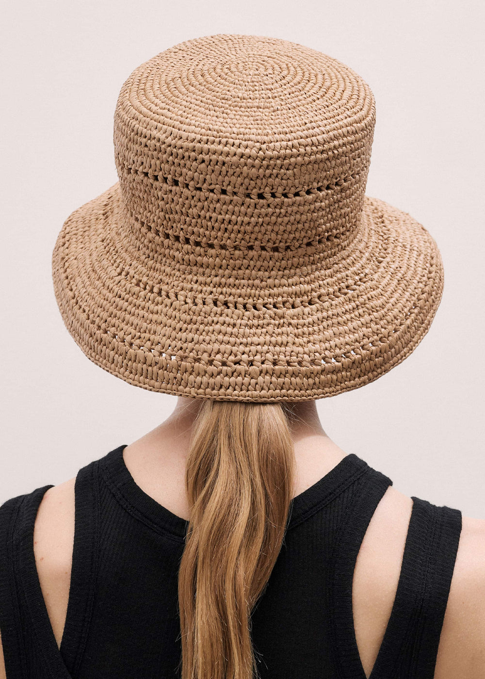 Brown Summer Raffia Bucket Hat meandem
