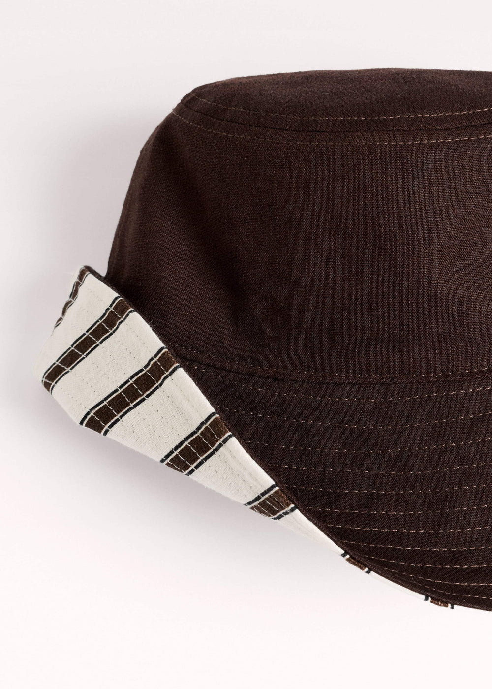 Brown Striped Reversible Bucket Hat meandem